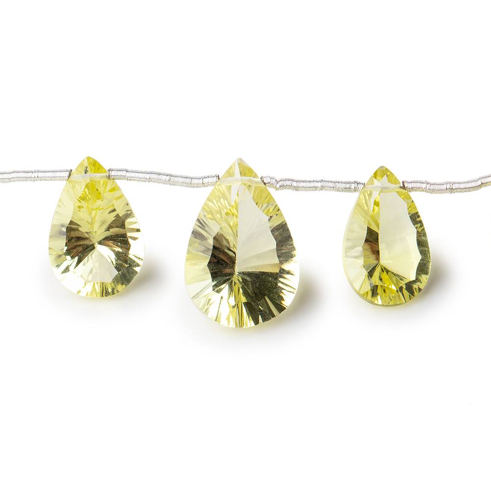8-14mm Lemon Quartz Concave Faceted Pear Beads 6.5 inch 13 pieces (ONLINE ORDER ONLY)