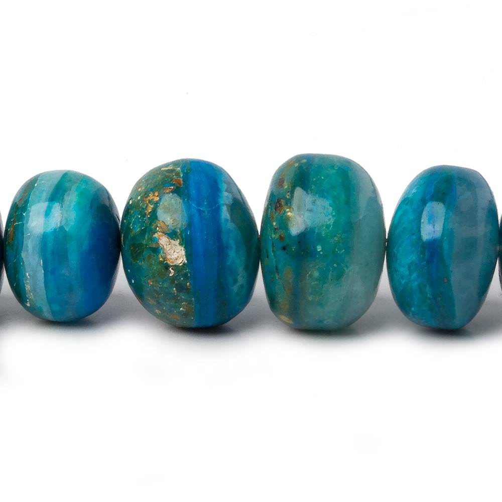 8-14mm Peruvian Blue Opal plain rondelle beads 20 inch 70 pieces A (ONLINE ORDER ONLY)