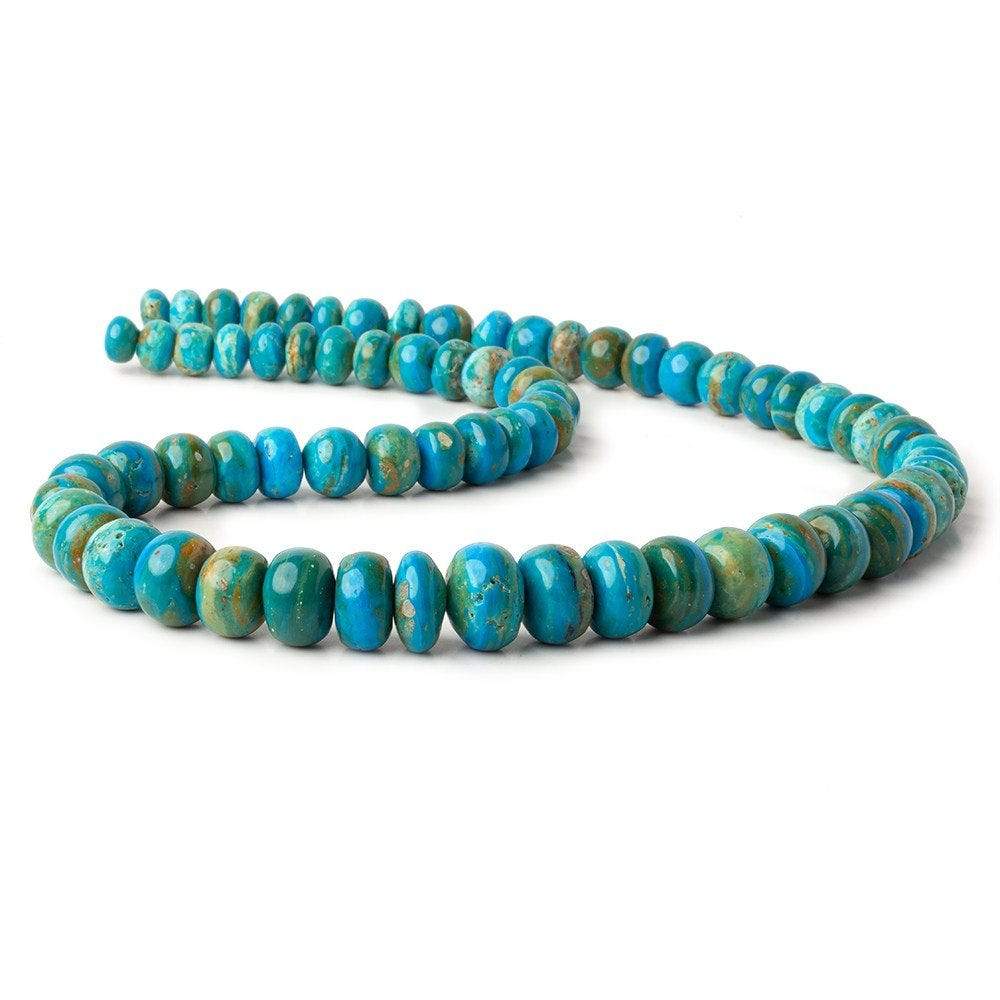 8-14mm Peruvian Blue Opal plain rondelle beads 20 inch 70 pieces A (ONLINE ORDER ONLY)