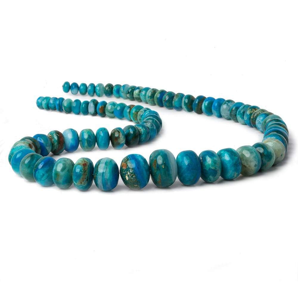 8-14mm Peruvian Blue Opal plain rondelle beads 20 inch 70 pieces A (ONLINE ORDER ONLY)