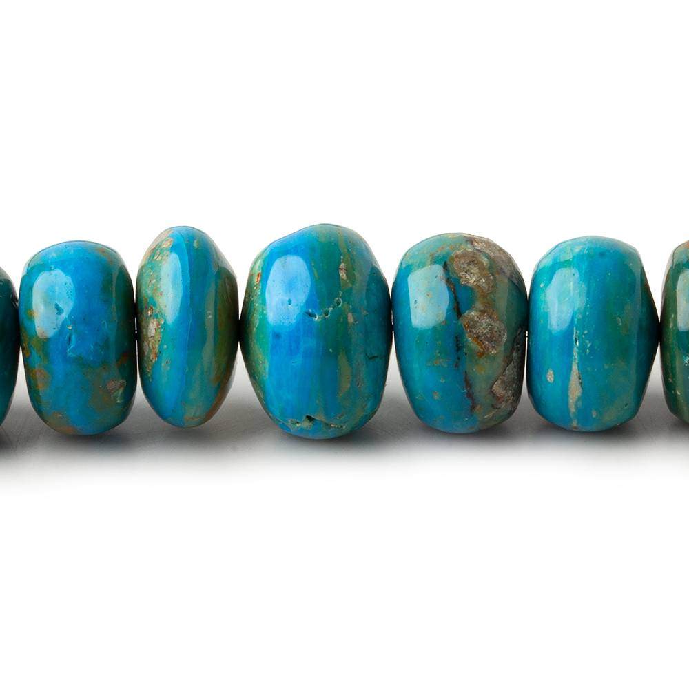 8-14mm Peruvian Blue Opal plain rondelle beads 20 inch 70 pieces A (ONLINE ORDER ONLY)