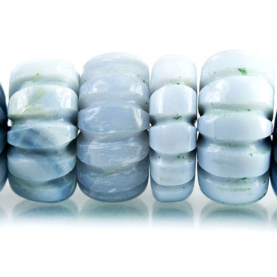 8 - 15mm Denim Blue Opal Carved Melon Beads 10 inch 51 pieces (ONLINE ORDER ONLY)