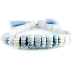 8 - 15mm Denim Blue Opal Carved Melon Beads 10 inch 51 pieces (ONLINE ORDER ONLY)
