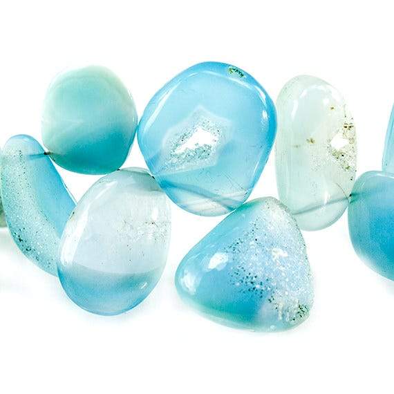 8 - 19mm Caribbean Blue Agate Petite Drusy Free Form Beads 35 pieces (ONLINE ORDER ONLY)