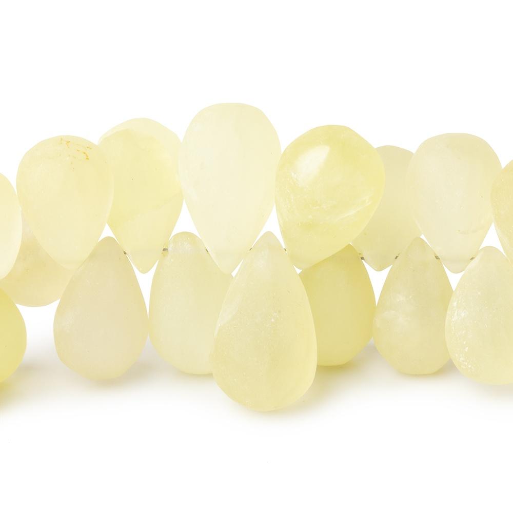 8-19mm Frosted Lemon Quartz Plain Tear Drop Beads 8 inch 58 pieces (ONLINE ORDER ONLY)
