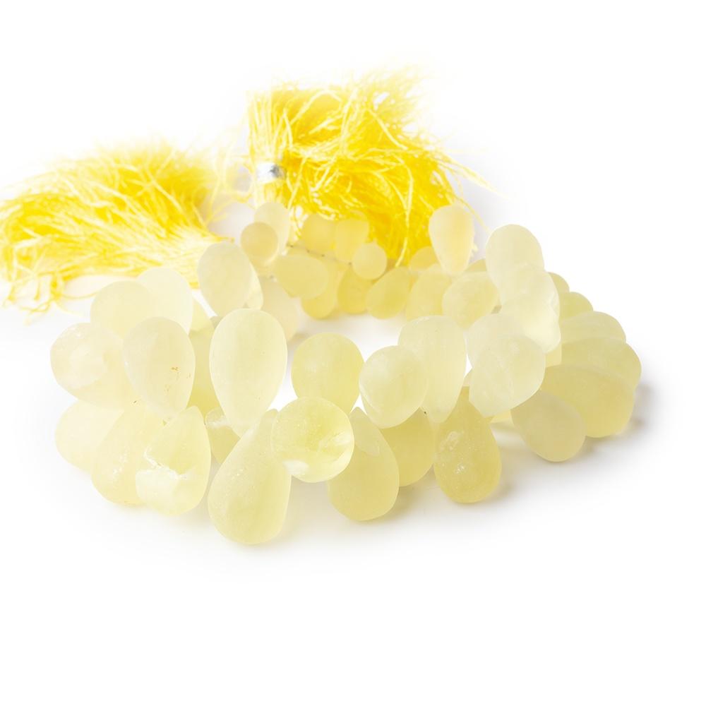 8-19mm Frosted Lemon Quartz Plain Tear Drop Beads 8 inch 58 pieces (ONLINE ORDER ONLY)