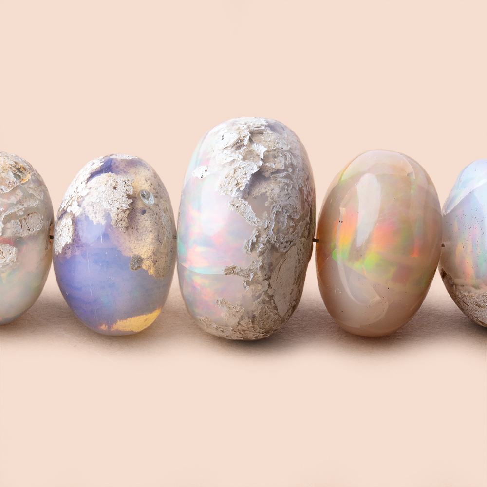 8-20mm Ethiopian Opal with Matrix Plain Rondelle Beads 20 inch 60 pieces AAA (ONLINE ORDER ONLY)