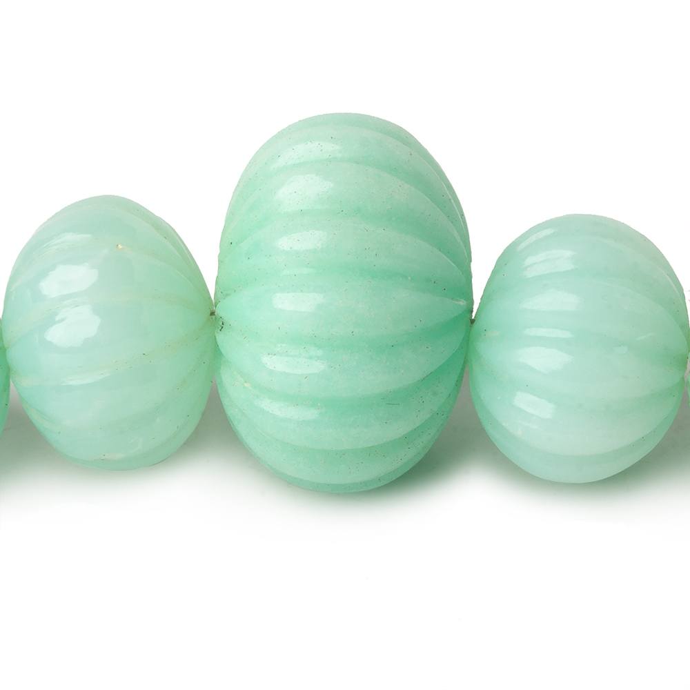 8-22mm Chrysoprase Hand Carved Melon Rondelles 13 inch 36 beads AA (ONLINE ORDER ONLY)