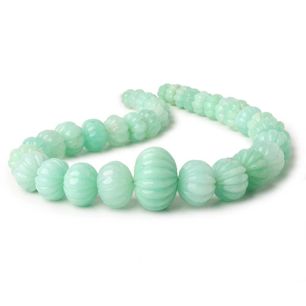 8-22mm Chrysoprase Hand Carved Melon Rondelles 13 inch 36 beads AA (ONLINE ORDER ONLY)