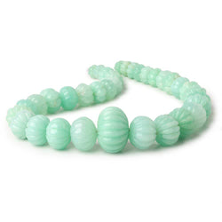 8-22mm Chrysoprase Hand Carved Melon Rondelles 13 inch 36 beads AA (ONLINE ORDER ONLY)