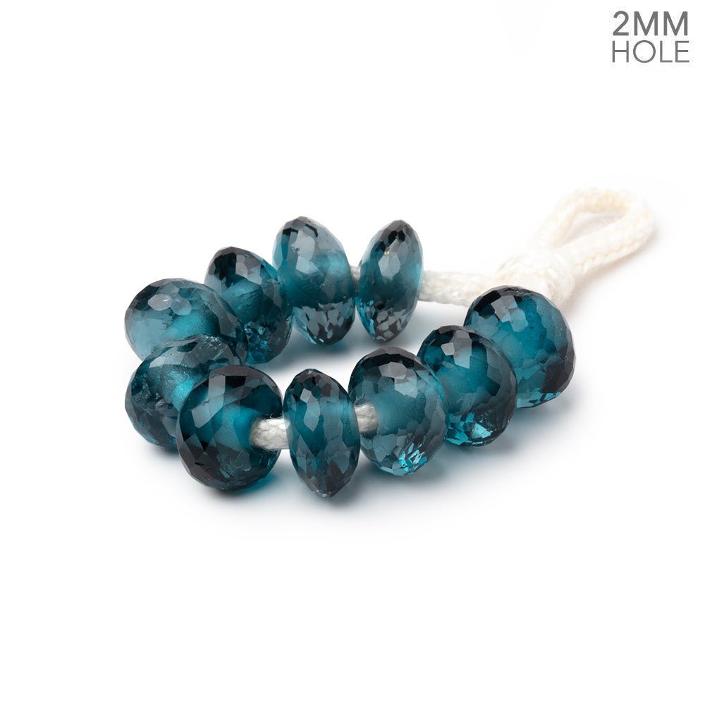 8-8.5mm London Blue Topaz 2mm Large Hole Faceted Rondelle Set of 10 Beads AAA (ONLINE ORDER ONLY)