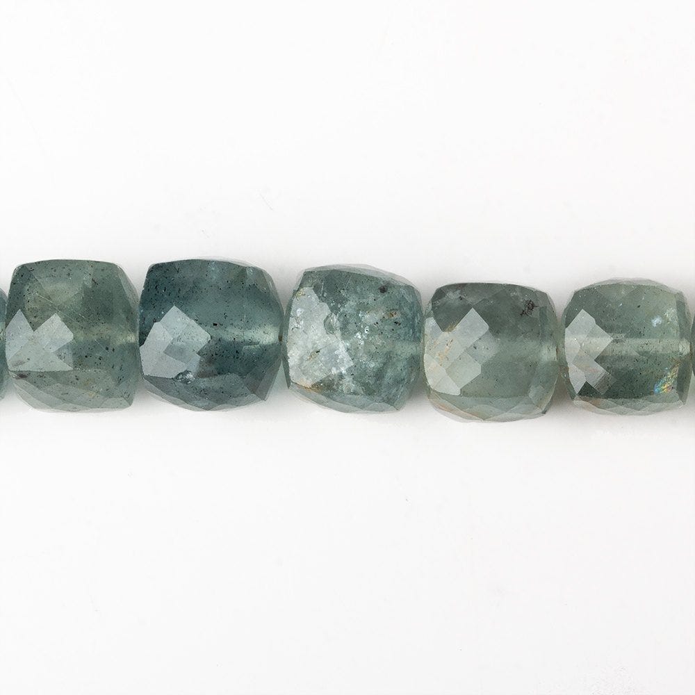 8-8.5mm Moss Aquamarine Faceted Cube Beads 8 inches 27 pieces (ONLINE ORDER ONLY)
