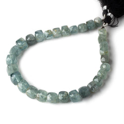8-8.5mm Moss Aquamarine Faceted Cube Beads 8 inches 27 pieces (ONLINE ORDER ONLY)