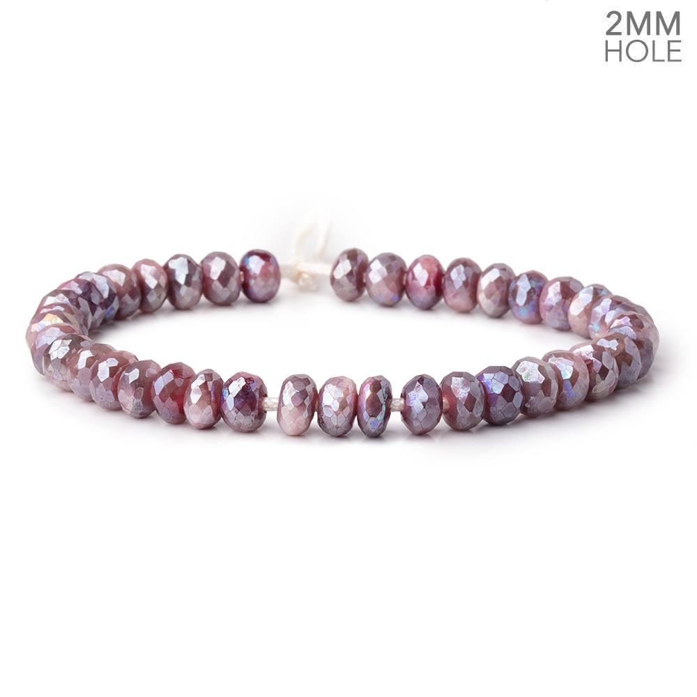 8-8.5mm Mystic Plum Moonstone 2mm Large Hole Faceted Rondelles 8 inch 36 Beads (ONLINE ORDER ONLY)