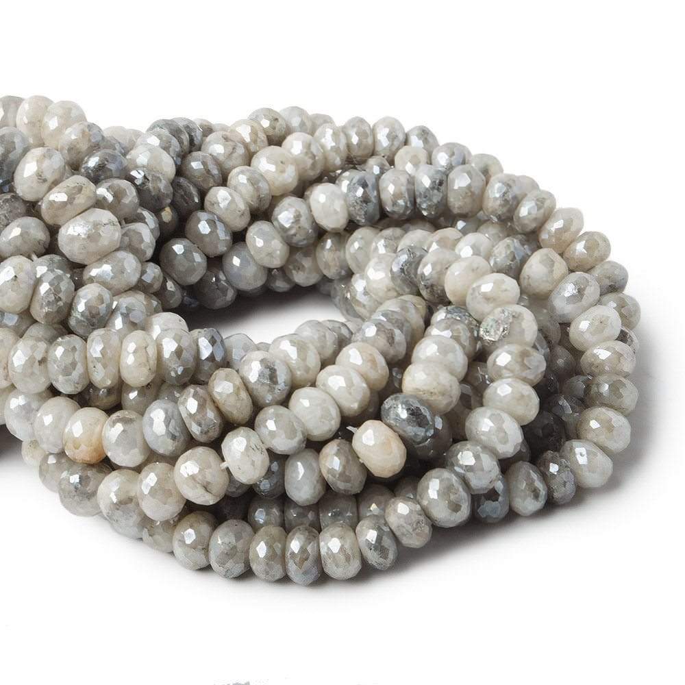 8-8.5mm Mystic White Moonstone faceted rondelle beads 13 inch 55 pieces A (ONLINE ORDER ONLY)