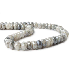 8-8.5mm Mystic White Moonstone faceted rondelle beads 13 inch 55 pieces A (ONLINE ORDER ONLY)