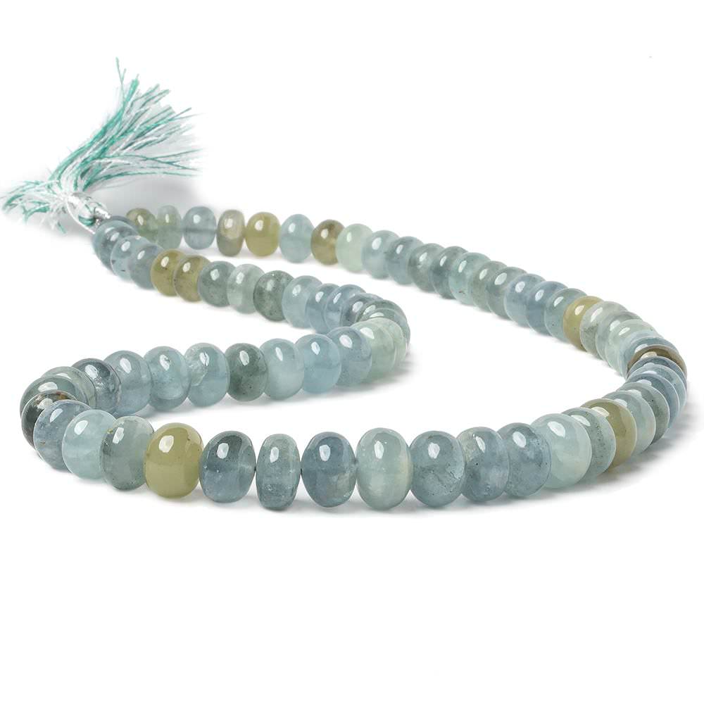 8-9mm Aquamarine plain rondelle Beads AA Grade 16 inch 70 pieces (ONLINE ORDER ONLY)