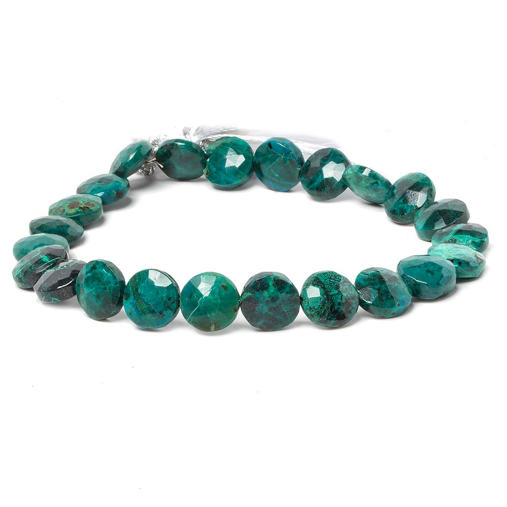 8-9mm Chrysocolla faceted coin beads 8 inch 23 pieces (ONLINE ORDER ONLY)