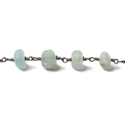 8-9mm Matte Beryl & Aqua rondelle Black Gold Chain by the foot 24 pieces (ONLINE ORDER ONLY)