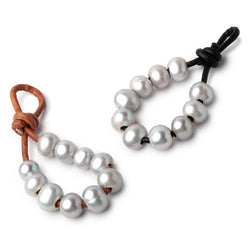 8-9mm Silver Large Hole Off Round Pearls Set of 10 (ONLINE ORDER ONLY)