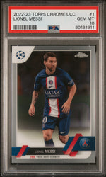 Graded 2022 Topps Chrome UCC Lionel Messi #1 Soccer Card PSA 10 Gem Mint