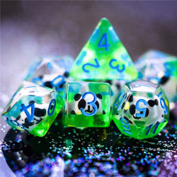 Panda on Green Field w/ Glitter 7-Dice Set (Online Only)