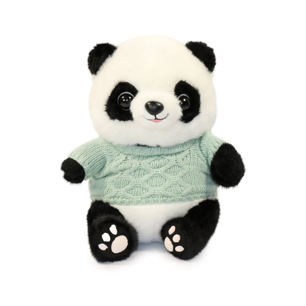 10-Inch Black and White Muffin Panda with Sweater (ONLINE ORDER ONLY)