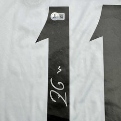 Framed Autographed/Signed Rodrygo Silva de Goes 35x39 Real Madrid White Soccer Jersey Beckett BAS COA