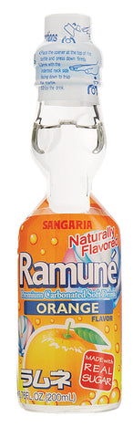 Ramune Orange Flavor Japanese Soda 6.76oz - Authentic Marble Bottle Drink