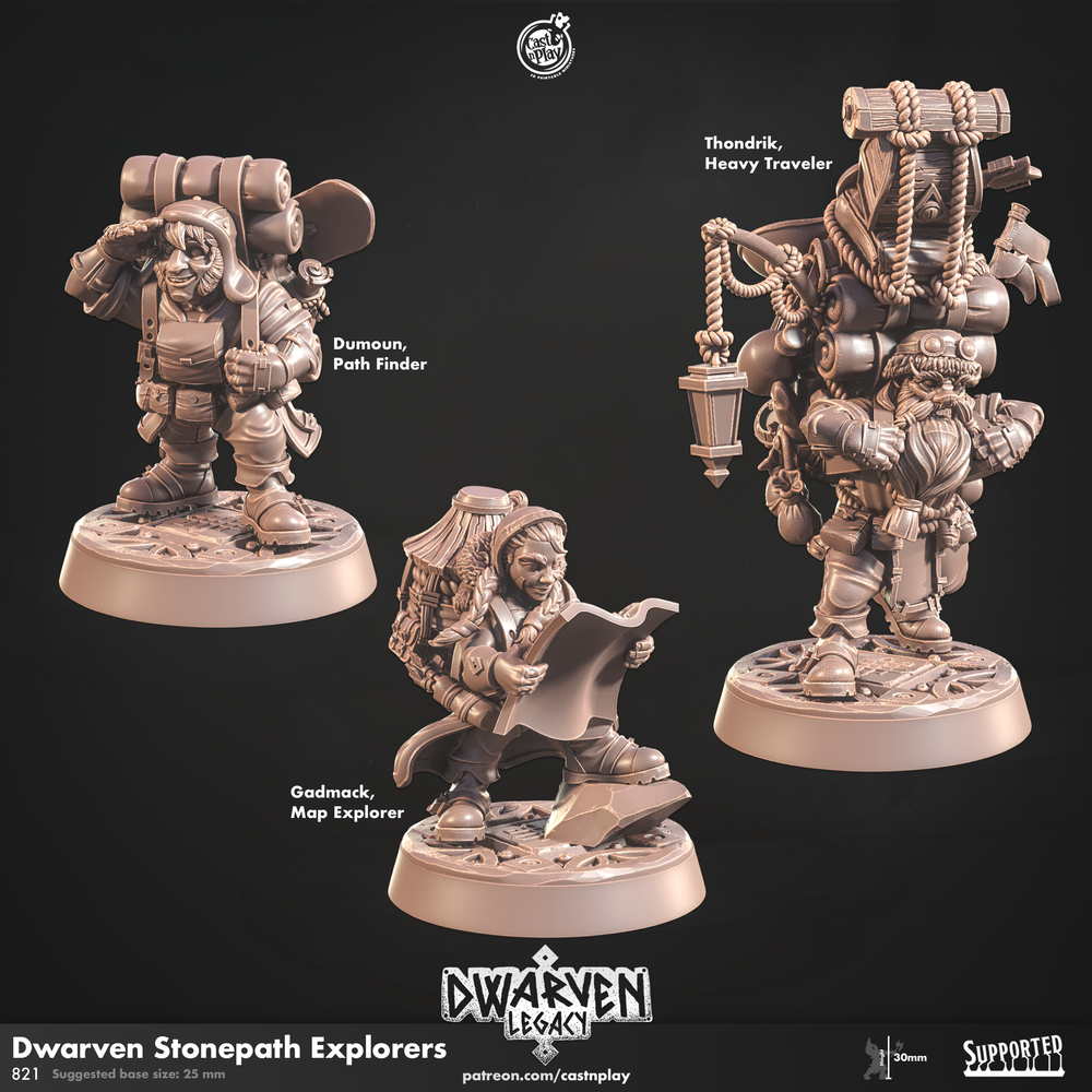 3D Printed Cast n Play Dwarven Stonepath Explorers Dwarven Legacy Set 28mm 32mm D&D (Online Only)