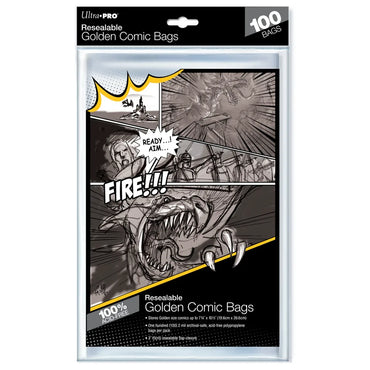 Golden Age Comic Bags Resealable (100 Pack)  - Ultra Pro - Anime Imports LLC