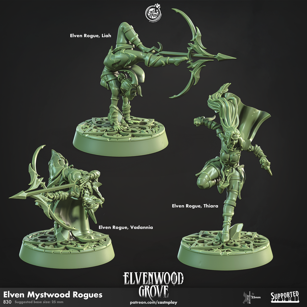 3D Printed Cast n Play Elven Mystwood Rogues Elvenwood Grove Set 28mm 32mm D&D (Online Only)