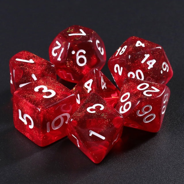 Rabbit's Eye (Red) with White Numbering 7-Dice Set RPG (Online Only)