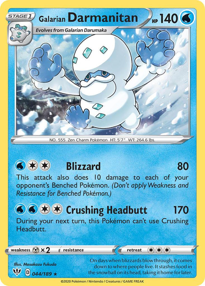 Galarian Darmanitan (044/189) (Cracked Ice Holo) (Theme Deck Exclusive) [Sword & Shield: Darkness Ablaze] (Online Only)