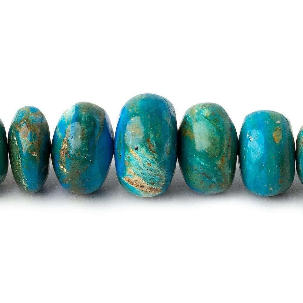 8.5-15.5mm Peruvian Blue Opal plain rondelle beads 20 inch 71 pieces AA (ONLINE ORDER ONLY)
