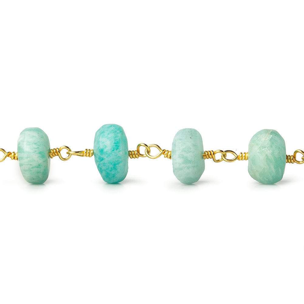 8.5-9.5mm Matte Amazonite plain rondelle Gold plated Chain by the foot 20 pcs (ONLINE ORDER ONLY)