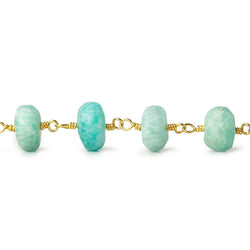 8.5-9.5mm Matte Amazonite plain rondelle Gold plated Chain by the foot 20 pcs (ONLINE ORDER ONLY)