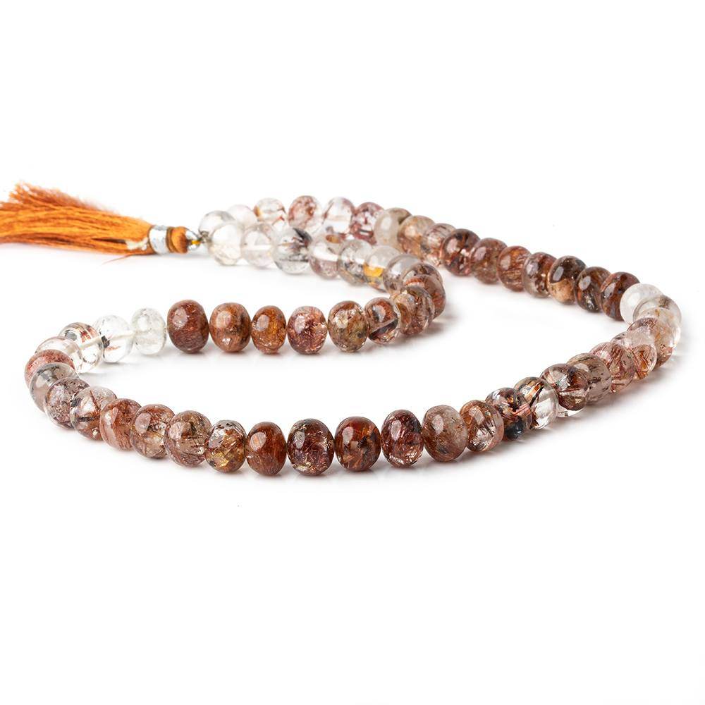 8.5-9mm Copper Rutilated Quartz plain rondelles 60 beads 16 inch (ONLINE ORDER ONLY)