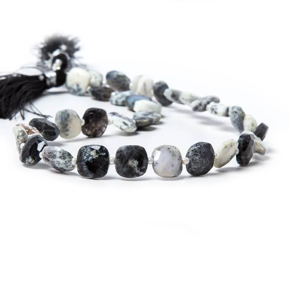 8.5-9mm Dendritic Opal faceted pillow beads 14 inch 33 pieces (ONLINE ORDER ONLY)