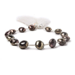 8.5-9mm Mystic Golden Green Black Spinel faceted coin beads 7.5 inch 13 pieces (ONLINE ORDER ONLY)