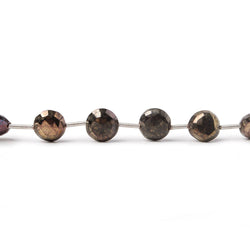 8.5-9mm Mystic Golden Green Black Spinel faceted coin beads 7.5 inch 13 pieces (ONLINE ORDER ONLY)