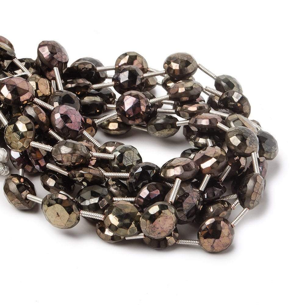 8.5-9mm Mystic Golden Green Black Spinel faceted coin beads 7.5 inch 13 pieces (ONLINE ORDER ONLY)