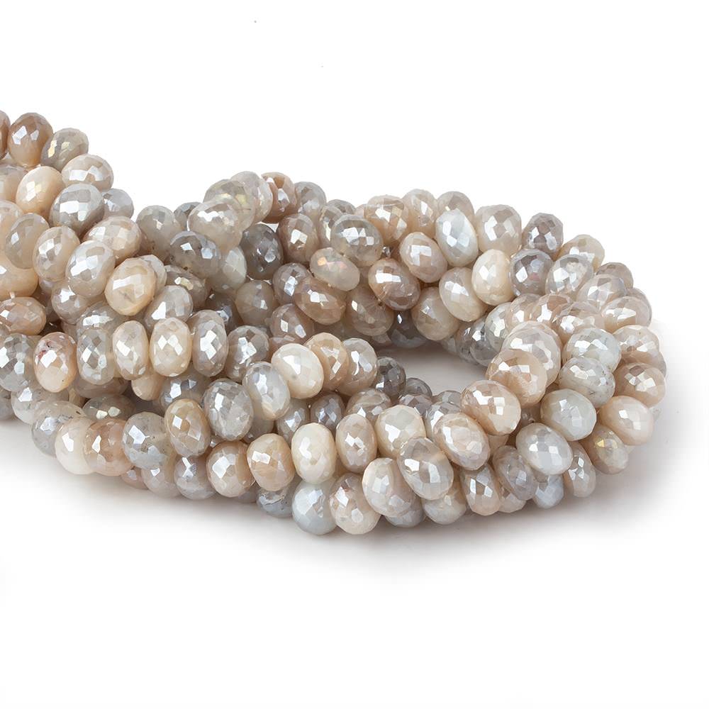 8.5-9mm Mystic Multi Color Moonstone faceted rondelles 14 inch 60 beads (ONLINE ORDER ONLY)
