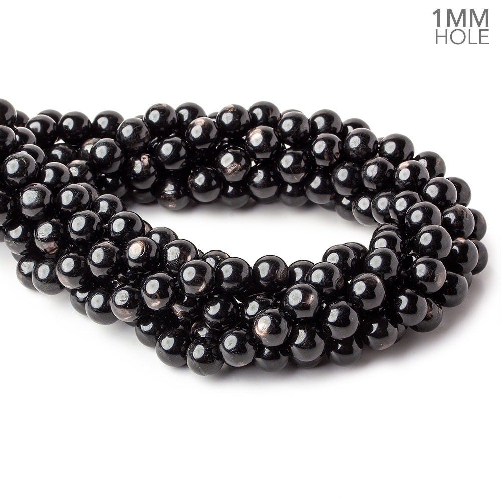 8.5mm Hypersthene plain round large hole beads 15.5 inch 47 beads A (ONLINE ORDER ONLY)