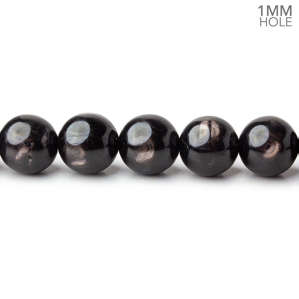 8.5mm Hypersthene plain round large hole beads 15.5 inch 47 beads A (ONLINE ORDER ONLY)