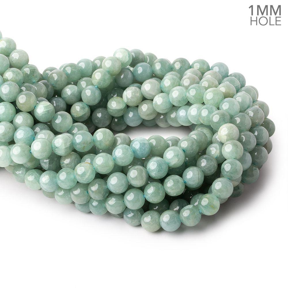 8.5mm Milky Aquamarine plain round large hole beads 16 inch 50 pieces A (ONLINE ORDER ONLY)