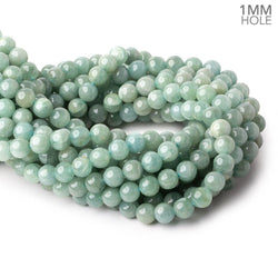 8.5mm Milky Aquamarine plain round large hole beads 16 inch 50 pieces A (ONLINE ORDER ONLY)