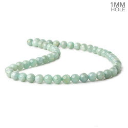 8.5mm Milky Aquamarine plain round large hole beads 16 inch 50 pieces A (ONLINE ORDER ONLY)