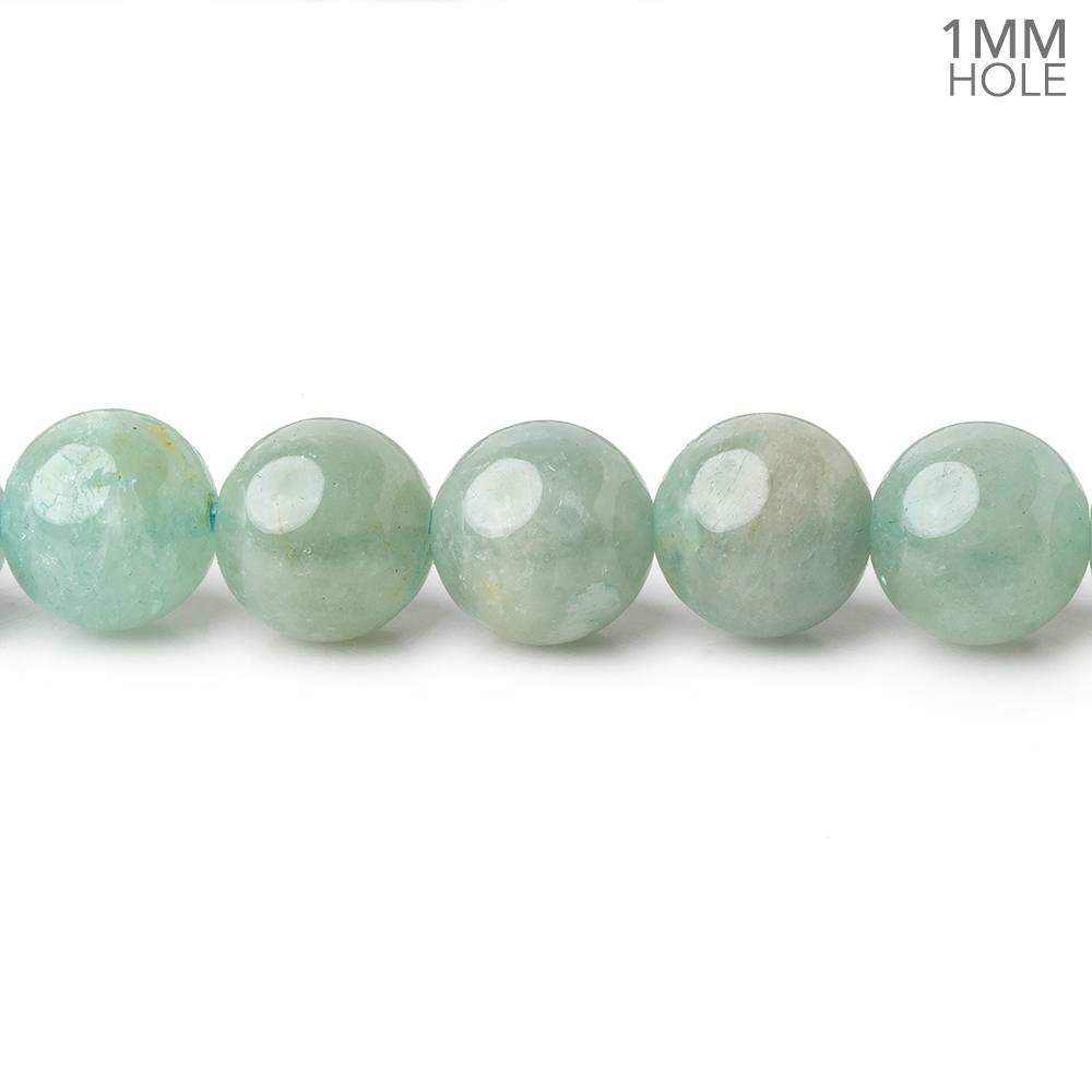 8.5mm Milky Aquamarine plain round large hole beads 16 inch 50 pieces A (ONLINE ORDER ONLY)