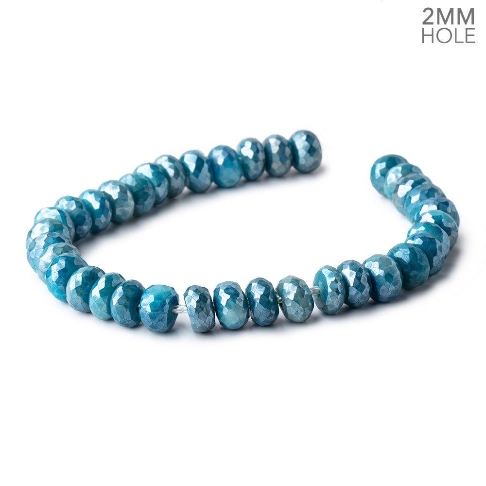 8mm Mystic Aqua Moonstone 2mm Large Hole Faceted Rondelles 8 inch 34 Beads (ONLINE ORDER ONLY)